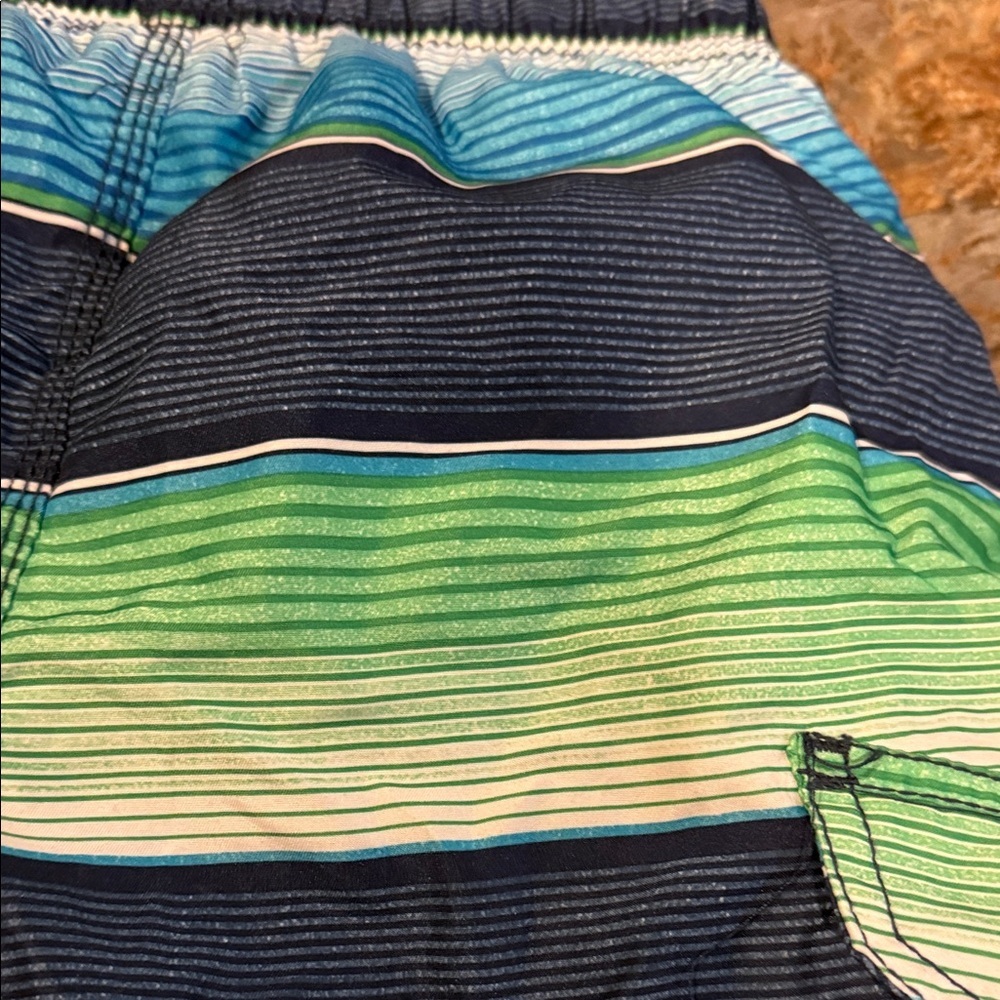 NWT Striped Blue and Green Swim Shorts youth size medium (10/12) - Picture 16 of 16